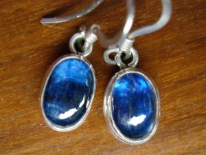 Silver and kynaite earrings